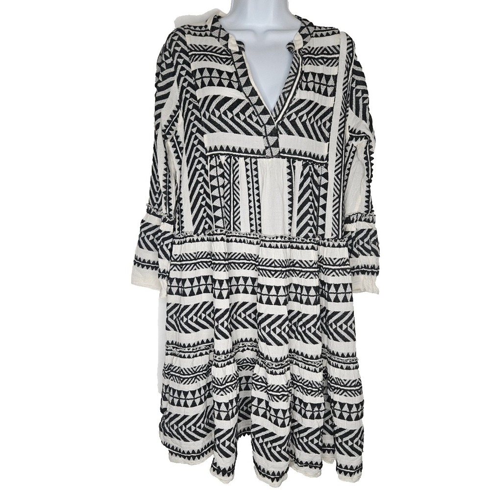 Devotion Twins Boho Tunic Dress Small Greek Tribal Cotton Resort